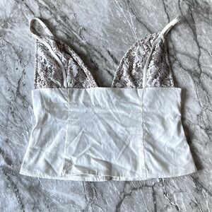 White fox Lace Trim Cami Top